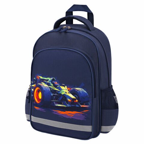 Рюкзак ПИФАГОР SCHOOL, 1 отделение, 3 кармана, "Speed bolid", 38x28х14 см,