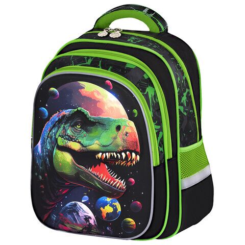 Рюкзак BRAUBERG KIDS FLOSSY, 2 отделения, 3 кармана, "Galaxy Dino", 3D-панель, 40х28х18 см,