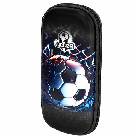 Пенал ЮНЛАНДИЯ 1 отд 1 откидная планка, карман, EVA покрытие soft-touch, 22х10х5 см, "Soccer Club", 273186