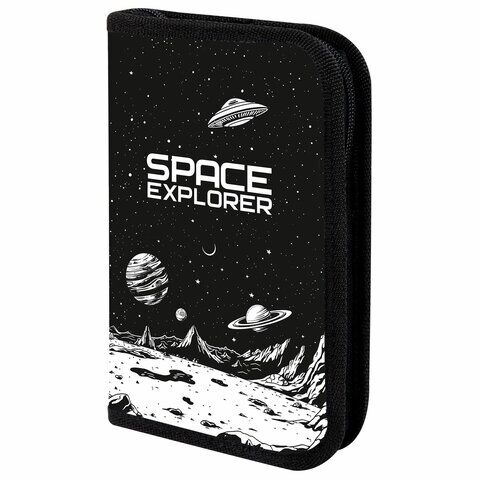 Пенал ПИФАГОР 1 отд ламинированный картон, 19х11 см, "Space invader", 273469
