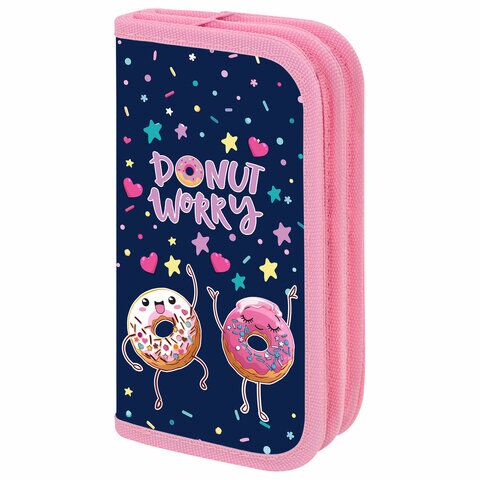 Пенал ПИФАГОР 2 отд ламинированный картон, 19х11 см, "Comic donuts", 273482