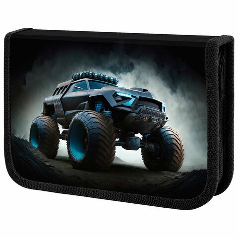 Пенал ЮНЛАНДИЯ 1 отд картон с эффектом soft-touch, 19х11 см, "Space driver", 273494