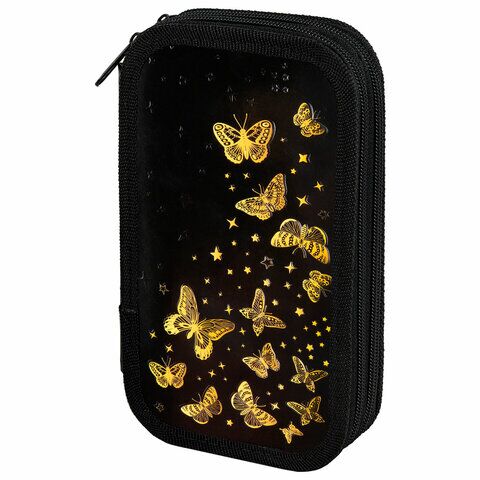 Пенал ЮНЛАНДИЯ 2 отд ламинированный картон, конгрев, 19х11 см, "Golden", 273495
