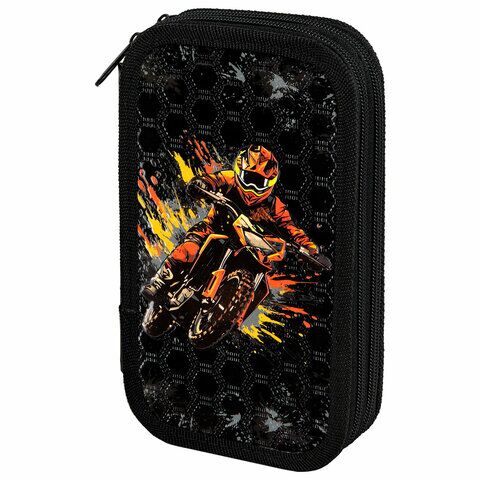 Пенал ЮНЛАНДИЯ 2 отд ламинированный картон, конгрев, 19х11 см, "Fire moto", 273496