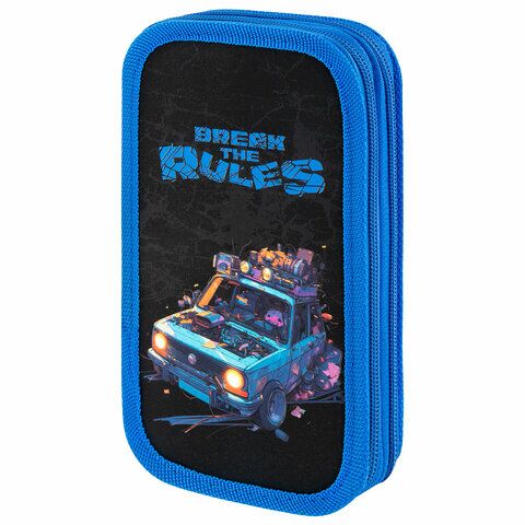 Пенал ЮНЛАНДИЯ 2 отд картон с эффектом soft-touch, 19х11 см, "Rule breaker", 273498