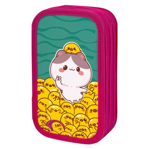 Пенал ЮНЛАНДИЯ 3 отд картон с эффектом soft-touch, 19х11 см, "Duck tales", 273500