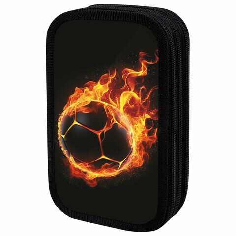 Пенал ЮНЛАНДИЯ 3 отд картон с эффектом soft-touch, 19х11 см, "Fire ball", 273501