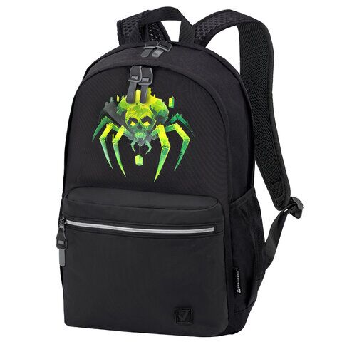 Рюкзак BRAUBERG FASHION CITY универсальный, 2 отделения, Green Spider, черный, 46х31х15 см,