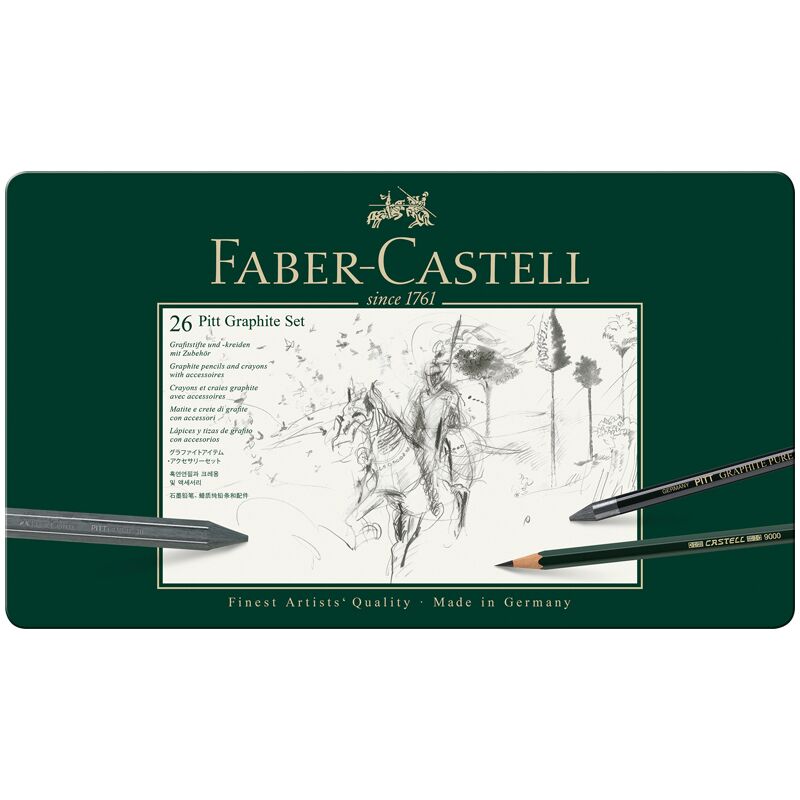 Набор карандашей ч/г Faber-Castell Pitt Graphite, 26 предметов, заточен., метал. кор.