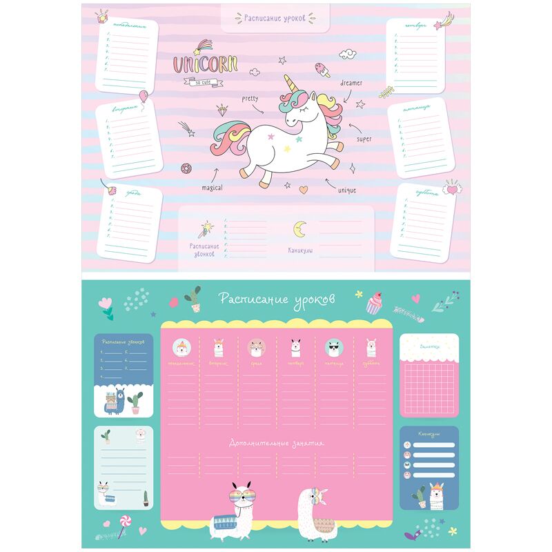 Расписание уроков с расписанием звонков А3 ArtSpace Magic animals