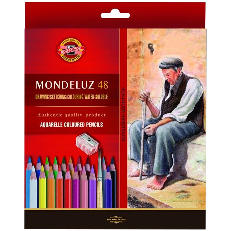 Карандаши акварельн. 48цв Koh-I-Noor Mondeluz Old Man, заточен., кисть+точилка, картон, европодвес