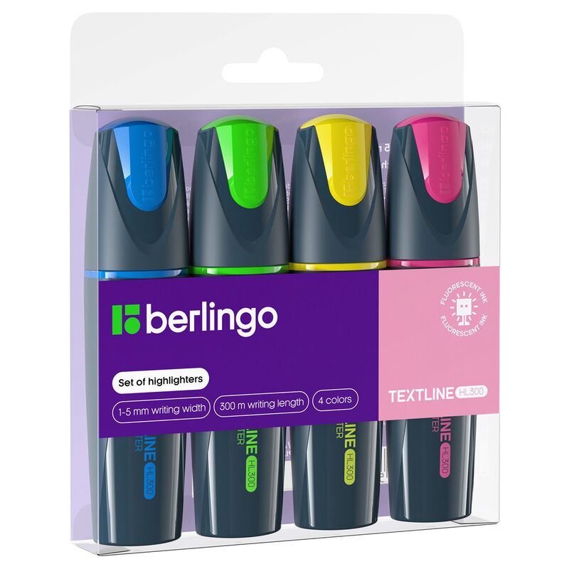 Набор текстовыделителей Berlingo Textline HL300, 4цв., 1-5мм, европодвес