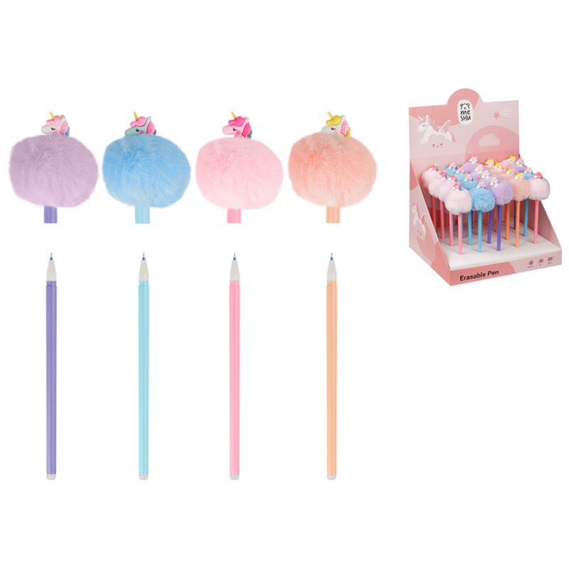 Ручка гелевая стираемая MESHU Fluffy Unicorn синяя, 0,5мм, корпус ассорти