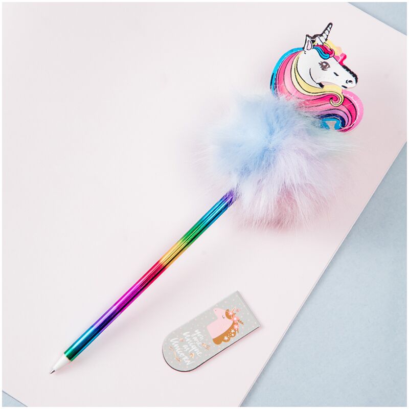 Ручка шариковая MESHU Rainbow Unicorn синяя, 0,7мм, корпус ассорти