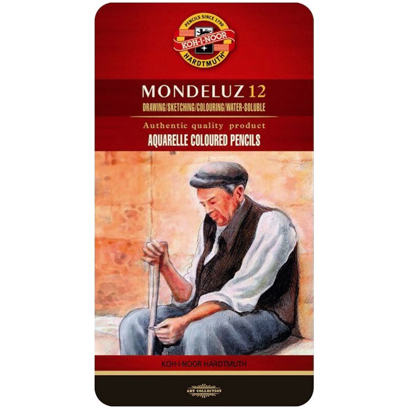 Карандаши акварельн. 12цв Koh-I-Noor Mondeluz Old Man 3722, заточен., метал. пенал