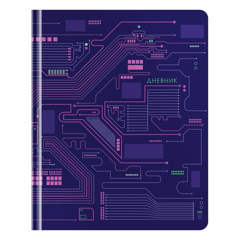 Дневник 1-11 кл. 48л. (твердый) Greenwich Line Microchip, иск. кожа, тисн. фольгой, тон. блок, ляссе
