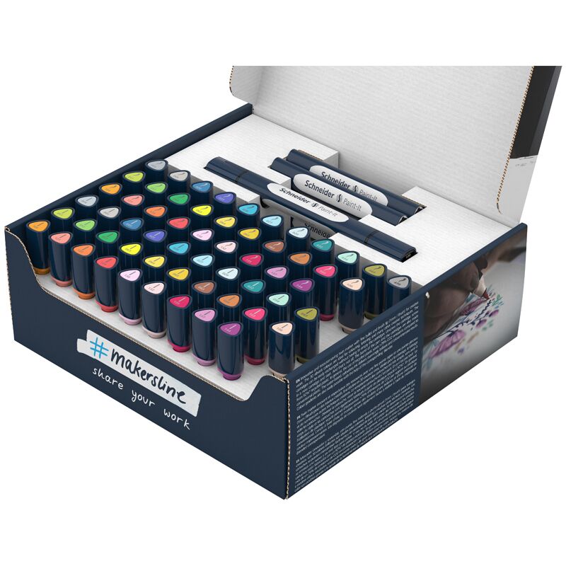 Маркеры-кисти 72пр 2-х стр Schneider Twinmarker Paint-It на водной основе кисть/пулевидный
