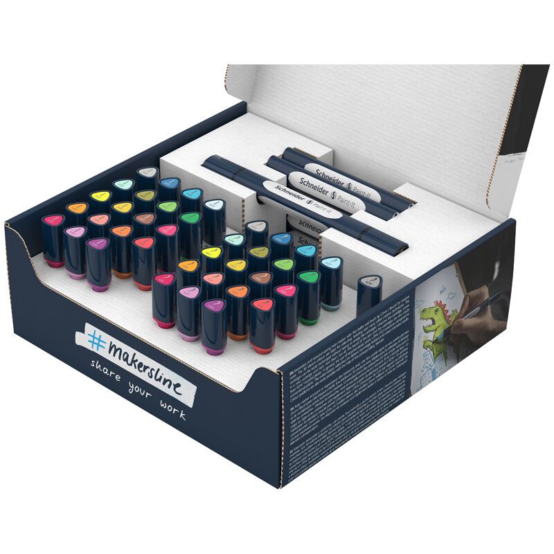 Маркеры-кисти 72пр 2-х стр Schneider Twinmarker Paint-It 52 предмета на водной основе кисть/пулевидный