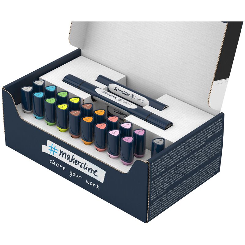 Маркеры-кисти 72пр 2-х стр Schneider Twinmarker Paint-It 27 предметов на водной основе кисть/пулевидный