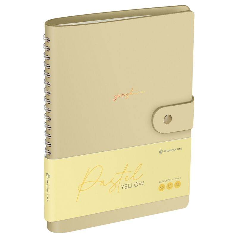 Записная книжка А5 96л ЛАЙТ кожзам скрытый гребень Greenwich Line Pastel Yellow блок в линию
