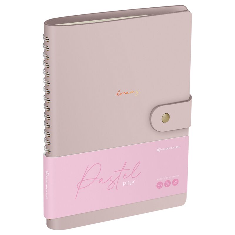 Записная книжка А5 96л ЛАЙТ кожзам скрытый гребень Greenwich Line Pastel Pink блок в линию