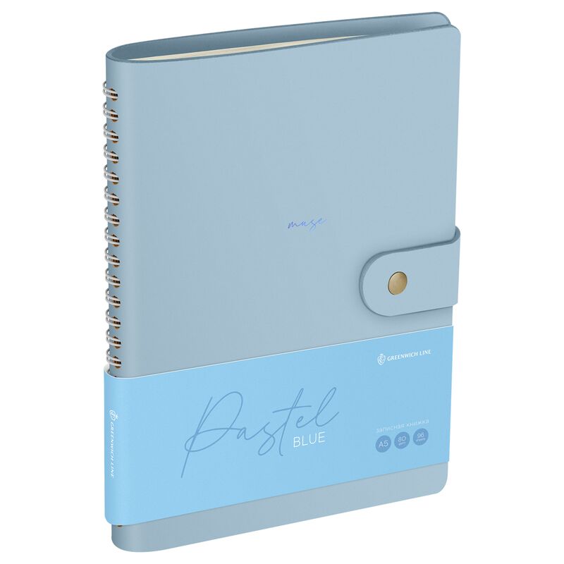 Записная книжка А5 96л ЛАЙТ кожзам скрытый гребень Greenwich Line Pastel Blue блок в линию
