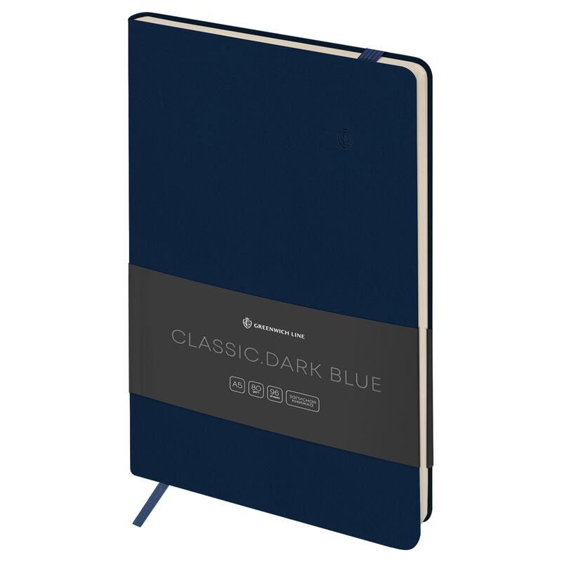 Записная книжка А5 96л ЛАЙТ кожзам Greenwich Line Classic Dark blue с резинкой блок без линовки