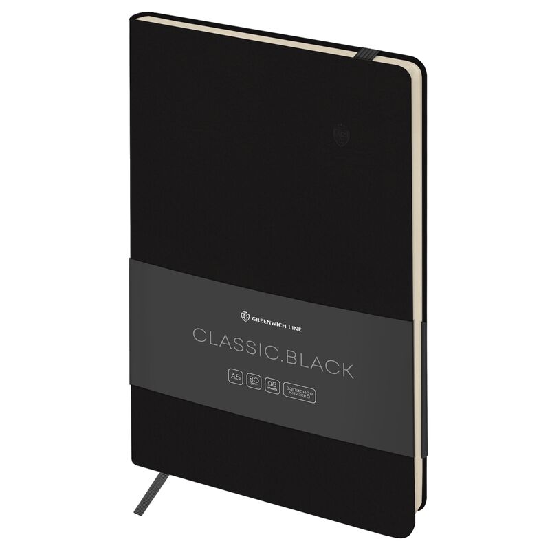 Записная книжка А5 96л ЛАЙТ кожзам Greenwich Line Classic Black с резинкой блок без линовки
