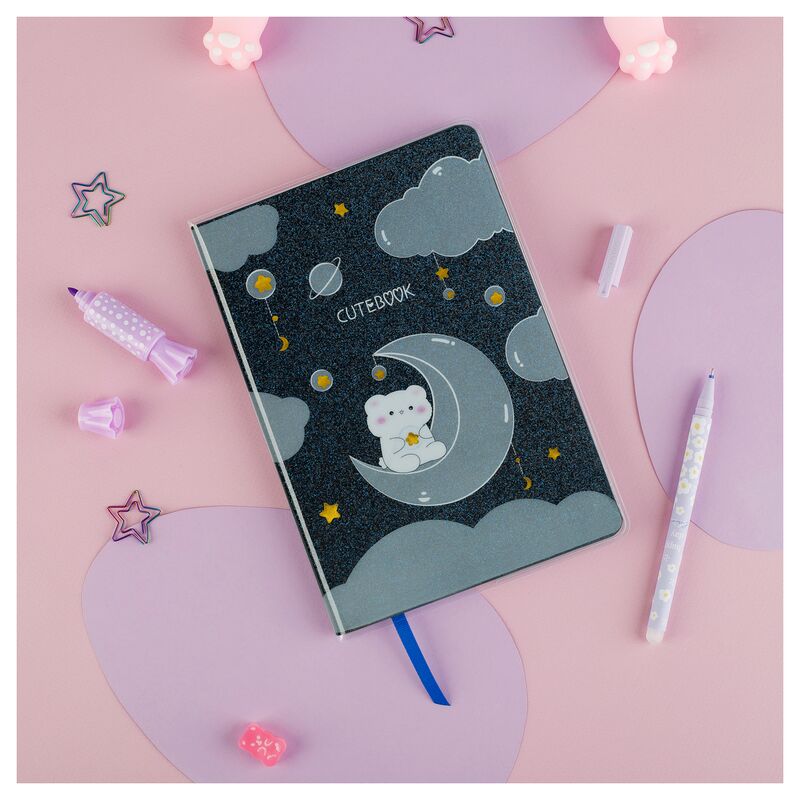 Записная книжка А5 80л ЛАЙТ кожзам MESHU Cutestar съемная пластиковая обложка с дизайном пантон белила блок в линию