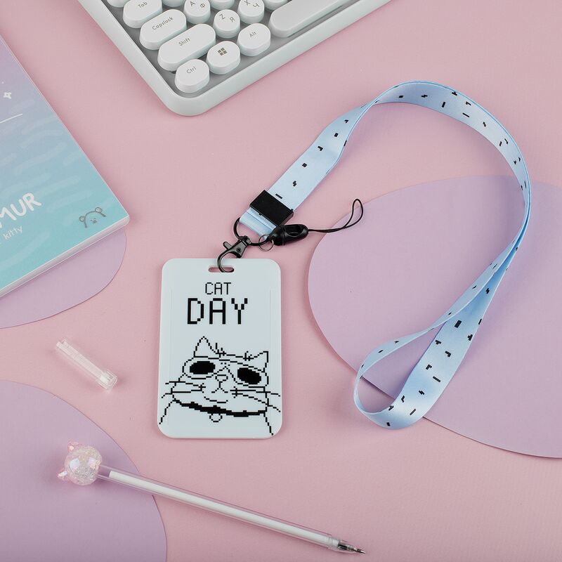 Бейдж 70х110мм верт. MESHU Cat day лента с карабином 3D печать опп пакет с европодвесом