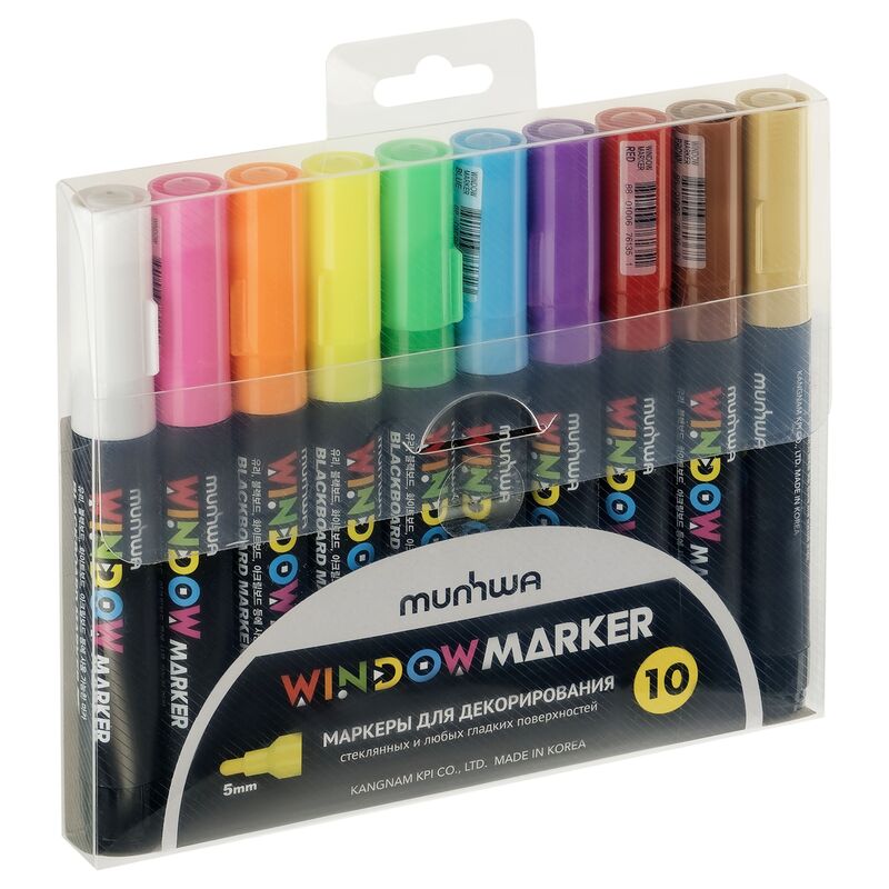 Маркеры меловые 10цв MunHwa Window для декора по стеклу/доскам/штендерам