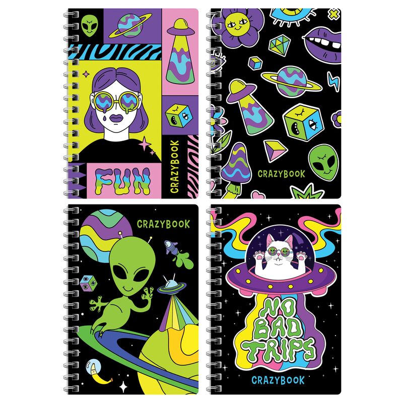 Записная книжка А6 80л на гребне BG Crazy neon