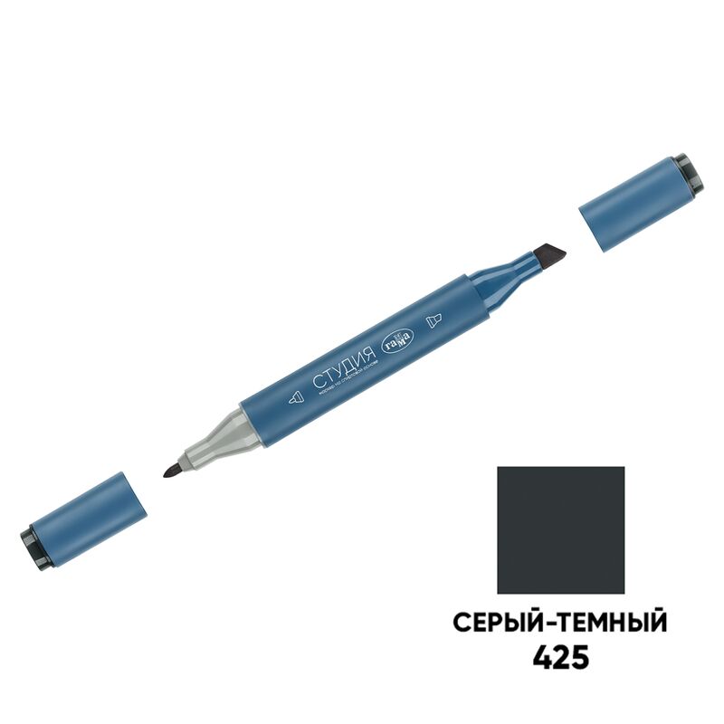 Маркер для скетчинга Гамма Студия 2-х стр серый темный корпус трехгранный пулевид./клиновид. наконечники