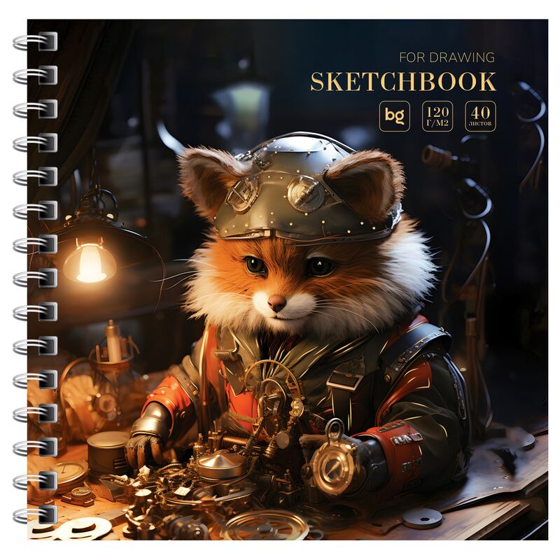 Скетчбук 40л 170*170 на гребне BG Steampunk Fox 120г/м2