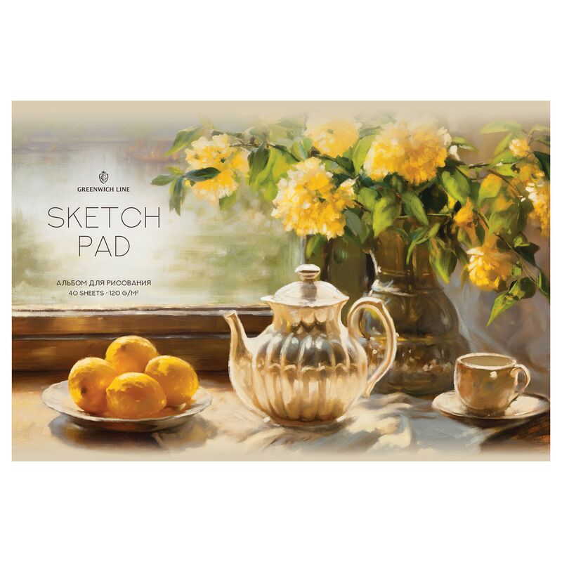 Альбом для рисования А4 40л скрепке Greenwich Line Flowers and tea 120г/м2