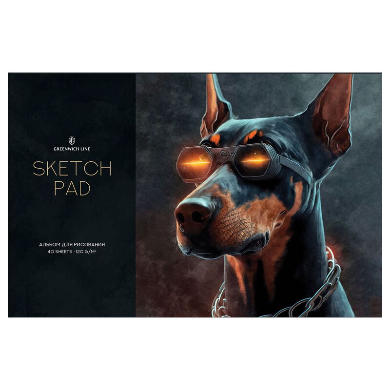 Альбом для рисования А4 40л скрепке Greenwich Line Black Dog 120г/м2