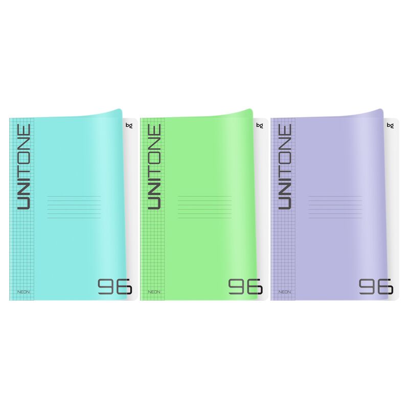 Тетрадь А4 96л клетка BG "UniTone. MIX", пластиковая обложка, микс цветов