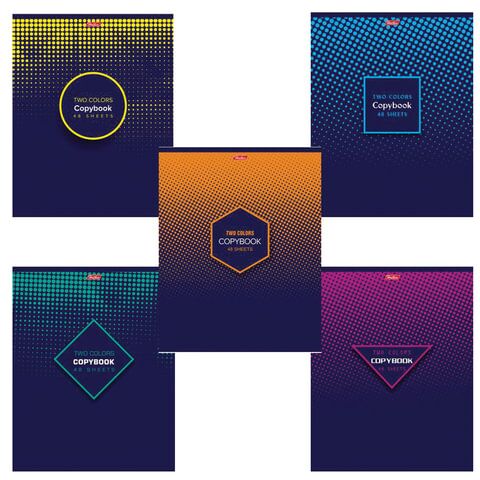Тетрадь А5, 48 л., HATBER, скоба, клетка, фактурное тиснение, 2COLORS (5 видов в спайке), 48Т5тВ1, T242612