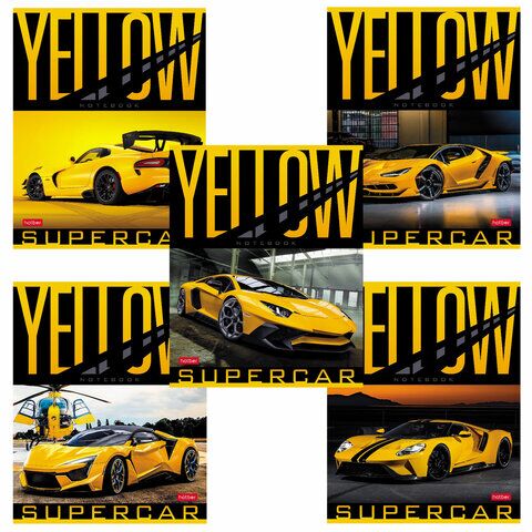 Тетрадь А5 48л. HATBER скоба, клетка, обложка картон, YELLOWsupercar (5 видов в спайк, 48Т5В1