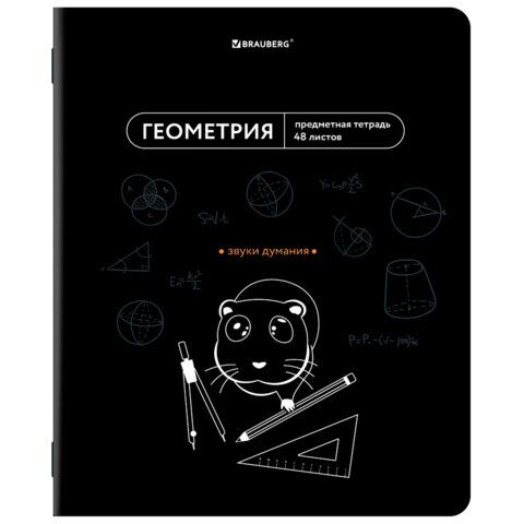 Тетрадь предметная МЕМЫ 48л TWIN-лак, ГЕОМЕТРИЯ, клетка, подсказ, BRAUBERG, 405101