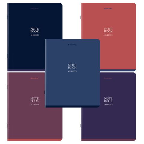 Тетрадь А5 48л клетка скоба BRAUBERG SoftTouch, "NoteBookMono", (микс в спайке), 405325