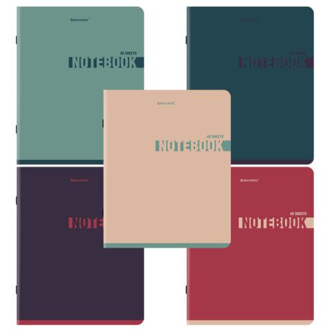 Тетрадь А5 48л клетка скоба BRAUBERG SoftTouch, "NoteColor", (микс в спайке), 405326
