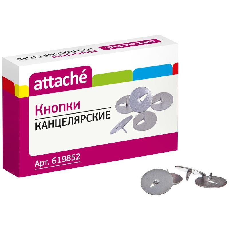 Кнопки Attache, 12мм, металлические 100 шт. карт.уп.