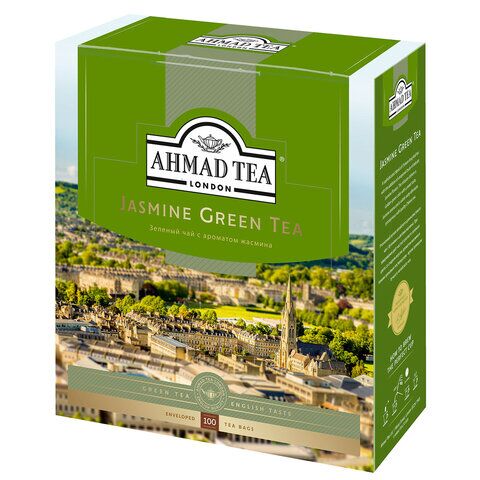Чай AHMAD (Ахмад) Jasmine Green Tea, зелёный с жасмином, 100 пакетиков по 2 г, 475i-08