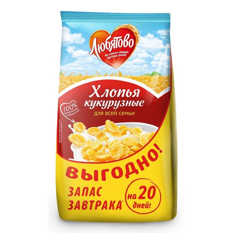 Хлопья кукурузные Любятово, 600г