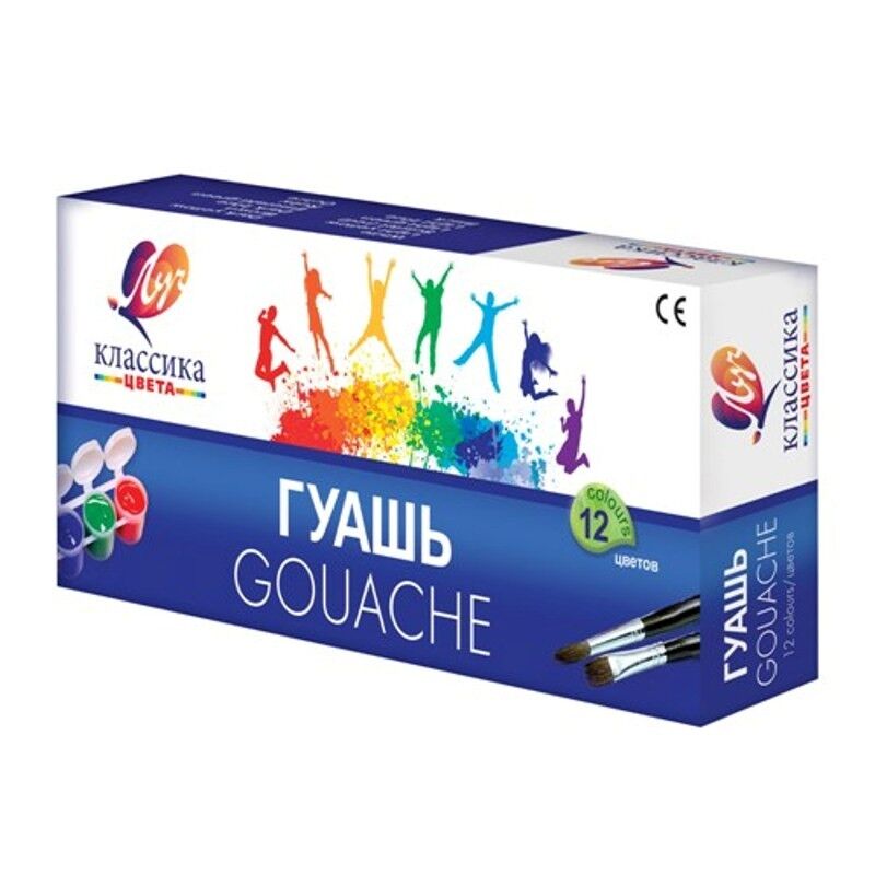 Гуашь Классика Луч 12 цв., 310 г, блок-тара, 21С 1376-08