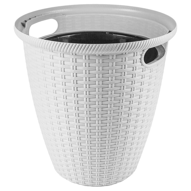 Кашпо для цветов пластмассовое "Ingreen" "Rattan D" 50л, д47см, h47см, со вставкой 27л, напольное, утренний туман (Россия)