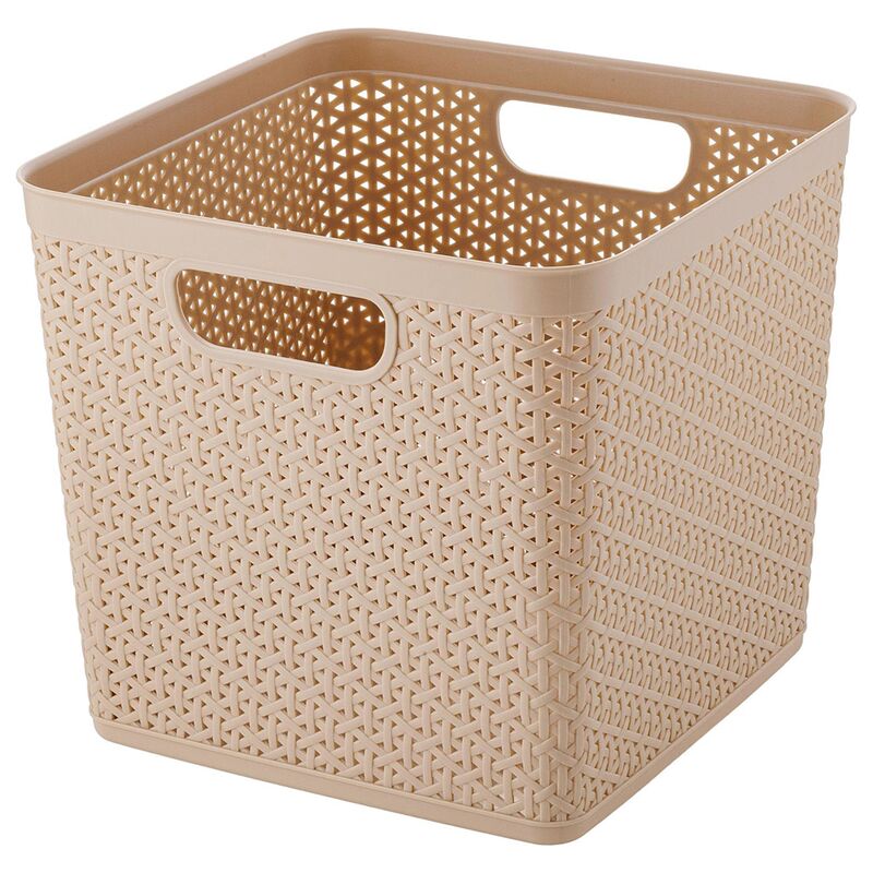 Корзина для хранения пластмассовая "Rattan" 21л, 29,5х29,5х27,5см, квадратная, морской песок (Россия) "Keeplex"