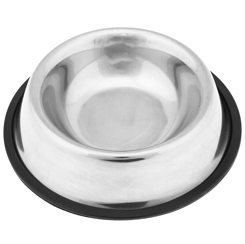 Миска для кормления животных Pet toys из нержавеющей стали 0,2л, д15,4см, h3,7см, основание ПВХ (Китай)