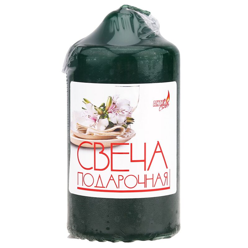 Свеча "Бочонок ОС" д5см, h10см, зеленый, время горения 21 час, 170гр, в пленке, "Антей Candle" (Россия)
